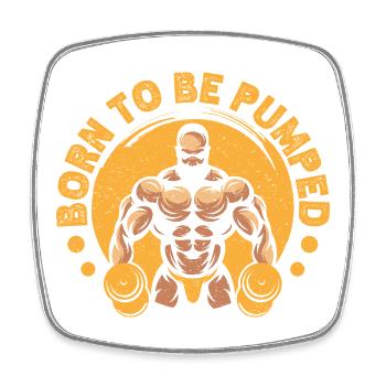 Fitness Motivation Bodybuilder Born To Be Pumpeded - Viereckiger Kühlschrankmagnet - Weiß - Vorne