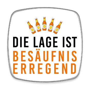 Die Lage ist besäufniserregend, Bierflaschen, Fasc - Viereckiger Kühlschrankmagnet - Weiß - Vorne