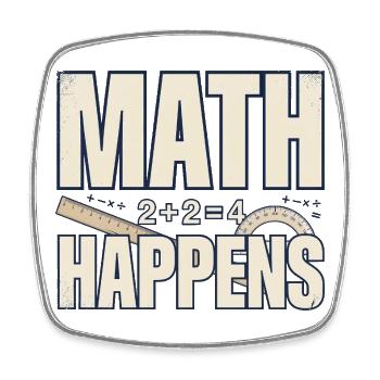Mathematik-Humor – Mathematik passiert - Viereckiger Kühlschrankmagnet - Weiß - Vorne