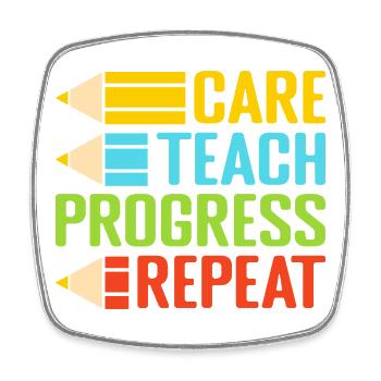 Pre K Teacher Care Teach Repeat Kindergarten - Viereckiger Kühlschrankmagnet - Weiß - Vorne