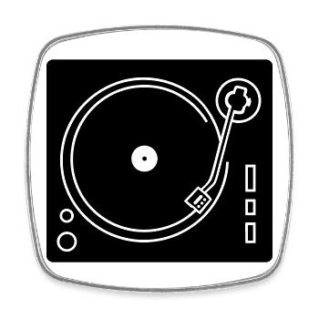 DJ-Plattenspieler - Viereckiger Kühlschrankmagnet - Weiß - Vorne