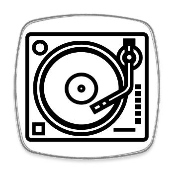 DJ-Plattenspieler - Viereckiger Kühlschrankmagnet - Weiß - Vorne