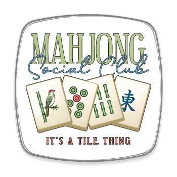 Mahjong Social Club Club Fliesen-Ding - Viereckiger Kühlschrankmagnet - Weiß - Vorne