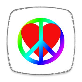 Herz Frieden Regenbogen Symbol - Viereckiger Kühlschrankmagnet - Weiß - Vorne
