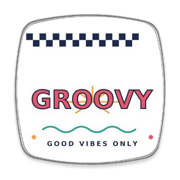 Nur groovy-Good_Vibes, Retro Y2K Typografie - Viereckiger Kühlschrankmagnet - Weiß - Vorne