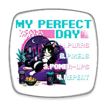Gamer Gaming Cat Video Game - Viereckiger Kühlschrankmagnet - Weiß - Vorne