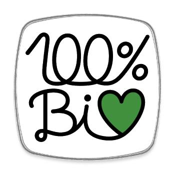 100% BiO – Grünes Herz Illustration - Viereckiger Kühlschrankmagnet - Weiß - Vorne