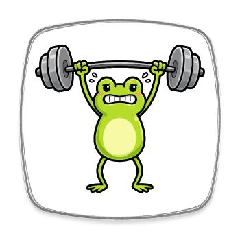 Süßer Frosch beim Fitness Training Cartoon - Viereckiger Kühlschrankmagnet - Weiß - Vorne