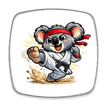 Süßer Koala macht Karate - Viereckiger Kühlschrankmagnet - Weiß - Vorne
