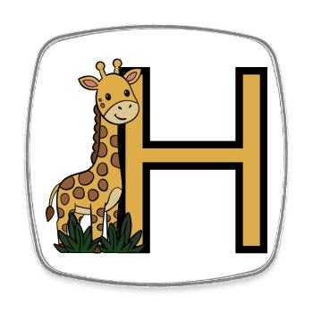 Giraffe Buchstabe H - Viereckiger Kühlschrankmagnet - Weiß - Vorne