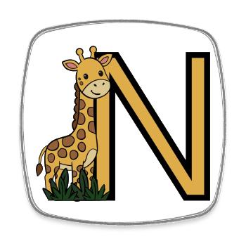 Giraffe and Nb Sticks Cartoon - Square fridge magnet - white - Front