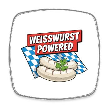 Weisswurst Powered - Viereckiger Kühlschrankmagnet - Weiß - Vorne