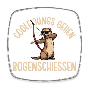 Bogensport Coole Jungs gehen Bogenschiessen - Viereckiger Kühlschrankmagnet - Weiß - Vorne