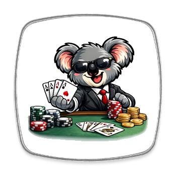 Süßer Koala spielt Poker - Viereckiger Kühlschrankmagnet - Weiß - Vorne