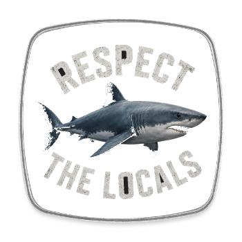 Respect The Locals Weißer Hai Ozean Meeresschutz - Viereckiger Kühlschrankmagnet - Weiß - Vorne