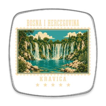 Bosnien und Herzegowina Kravica Vintage Reisemarke - Viereckiger Kühlschrankmagnet - Weiß - Vorne