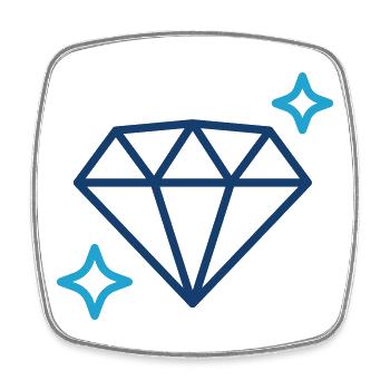 Blauer Diamant-Edelstein-Icon Symbol-Illustrationsdesign - Viereckiger Kühlschrankmagnet - Weiß - Vorne