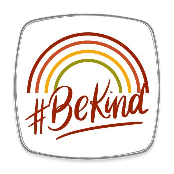 BeKind Rainbow Script Tee - Square fridge magnet - white - Front