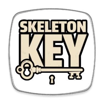 Halloween-Skelett – Skelettschlüssel - Viereckiger Kühlschrankmagnet - Weiß - Vorne