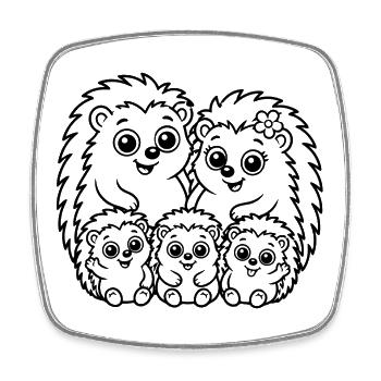 Igelfamilie - Viereckiger Kühlschrankmagnet - Weiß - Vorne