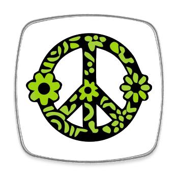 Peace Zeichen Blumen Icon - Viereckiger Kühlschrankmagnet - Weiß - Vorne