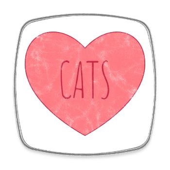 Katzenherz Liebesdesign - Viereckiger Kühlschrankmagnet - Weiß - Vorne
