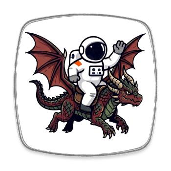 Astronautenreiter auf Dragon - Viereckiger Kühlschrankmagnet - Weiß - Vorne