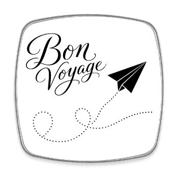 Bon Voyage gute Reise Papierzug Flugzeug France - Viereckiger Kühlschrankmagnet - Weiß - Vorne
