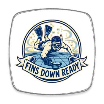 FINS DOWN READY - Viereckiger Kühlschrankmagnet - Weiß - Vorne