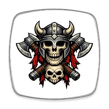 Viking Schädel Helm Äxte Motiv - Viereckiger Kühlschrankmagnet - Weiß - Vorne