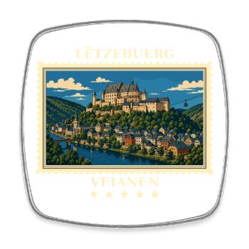 Luxemburg Vianden Vintage Reisemarke - Viereckiger Kühlschrankmagnet - Weiß - Vorne