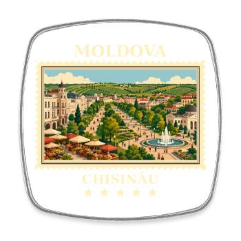 Vltava Chișinău Vintage Travel Brand - Square fridge magnet - white - Front