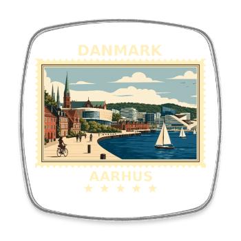 Dänemark Aarhus Vintage Reisemarke - Viereckiger Kühlschrankmagnet - Weiß - Vorne