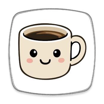 Süßer lächelnder Kawaii-Kaffeetassen-Cartoon - Viereckiger Kühlschrankmagnet - Weiß - Vorne