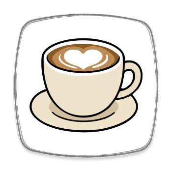 Cute Heart Latte Coffee Cup Illustration - Square fridge magnet - white - Front