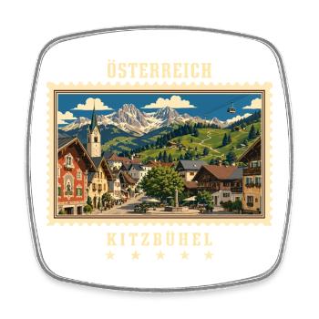 Österreich Kitzbühel Vintage Reisemarke - Viereckiger Kühlschrankmagnet - Weiß - Vorne
