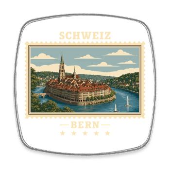 Schweiz Bern Vintage Reisemarke - Viereckiger Kühlschrankmagnet - Weiß - Vorne