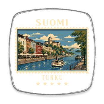 Finnland Turku Vintage Reisemarke - Viereckiger Kühlschrankmagnet - Weiß - Vorne