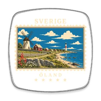 Schweden Öland Vintage Reisemarke - Viereckiger Kühlschrankmagnet - Weiß - Vorne