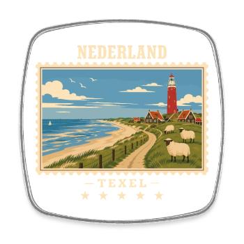 Niederlande Texel Vintage Reisemarke - Viereckiger Kühlschrankmagnet - Weiß - Vorne