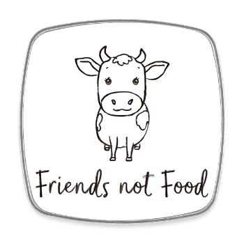 Friends Not Food Kuh Vegan Minimalistisch - Viereckiger Kühlschrankmagnet - Weiß - Vorne