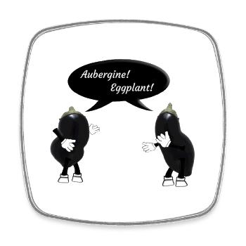 Aubergines / eggplants solanum melongena - Square fridge magnet - white - Front