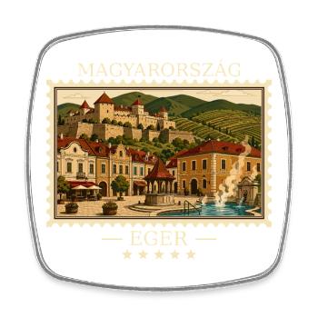 Ungarn Eger Vintage Reisemarke - Viereckiger Kühlschrankmagnet - Weiß - Vorne