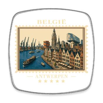Belgien Antwerpen Vintage Reisemarke - Viereckiger Kühlschrankmagnet - Weiß - Vorne