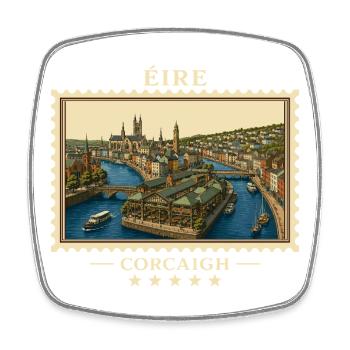 Irland Cork Vintage Reisemarke - Viereckiger Kühlschrankmagnet - Weiß - Vorne