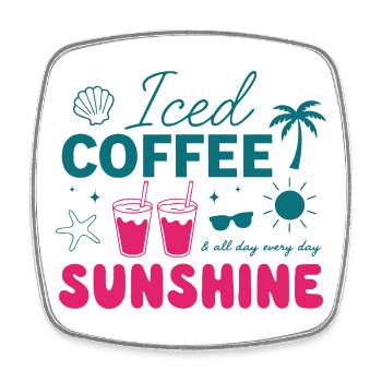 Iced Coffee & Sunshine: Summer Vibes - Square fridge magnet - white - Front
