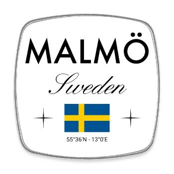 Malmö Sweden Coordinates Travel Souvenir - Square fridge magnet - white - Front