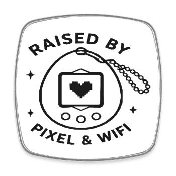 Pixel & Wi-Fi Retro Design - Square fridge magnet - white - Front