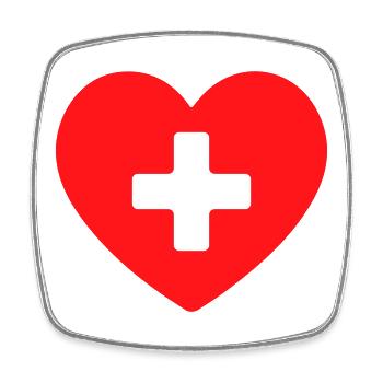 Icône Medical Heart Cross Healthcare - Magnet carré - blanc - Devant