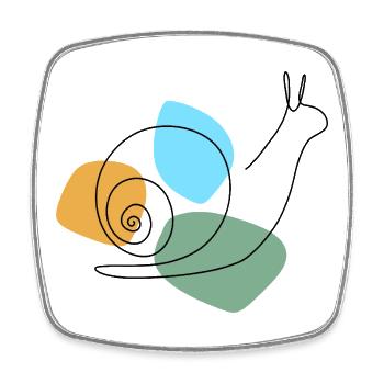 Lineart Snail with Pastel Shapes - Square fridge magnet - white - Front